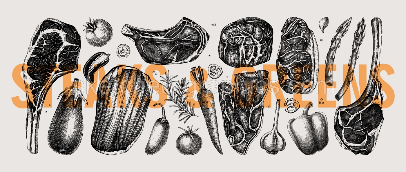 Healthy Food Sketches Set Illustration